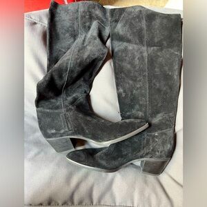 Sam Edelman black suede shin length slouchy pointy toe boot